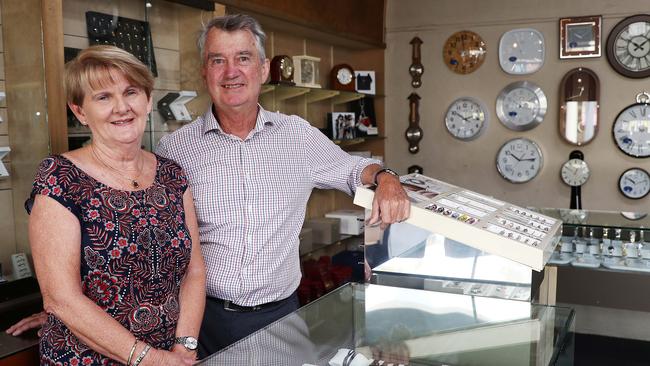 After 40 years in the jewellery business, Janice and Kevin Ganly are closing down Hepworth's Watchmakers and Jewellers on Abbott Street and retiring. The business has been in Janice's family since 1948. Picture: Brendan Radke