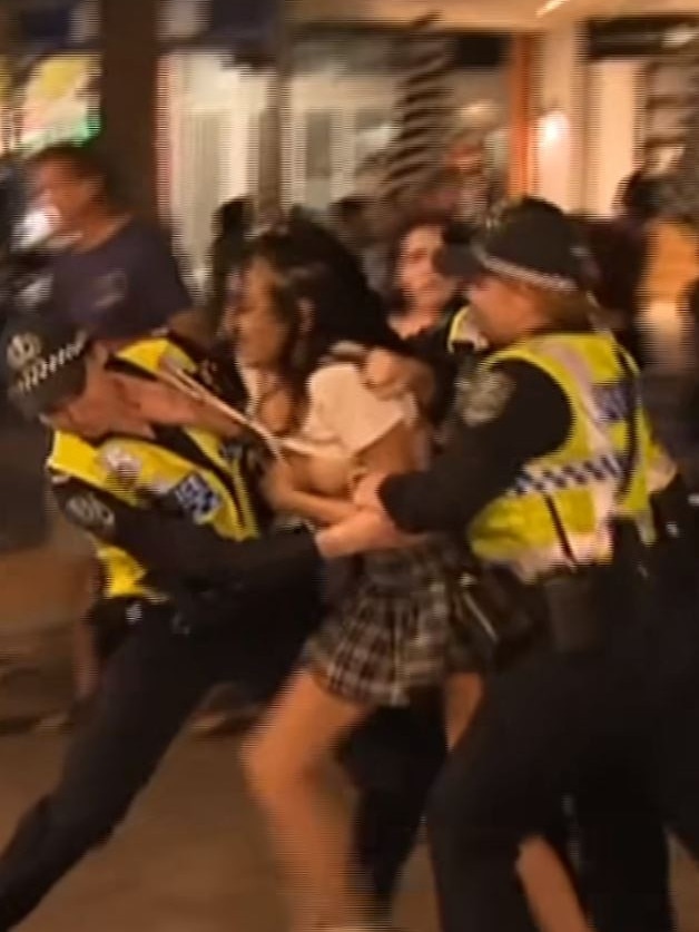 Tahnaya Clarke attacked a police Officer trying to break up a fight on NYE at Glenelg . Picture: 7NEWS