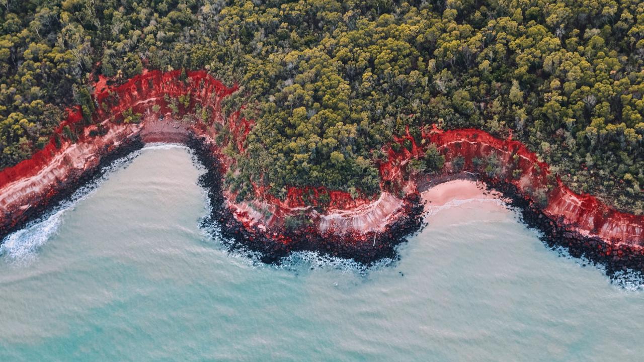 An aerial view of Rainbow Beach on the Tiwi Islands. Picture: Tourism NT