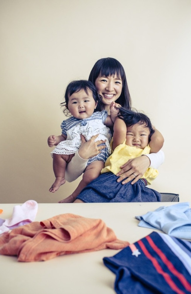 Marie Kondo with her children. Picture: Timothy Archibald