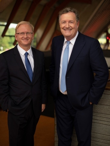 Sky News Australia CEO Paul Whittaker and the network's newest star Piers Morgan, pictured in Sydney.