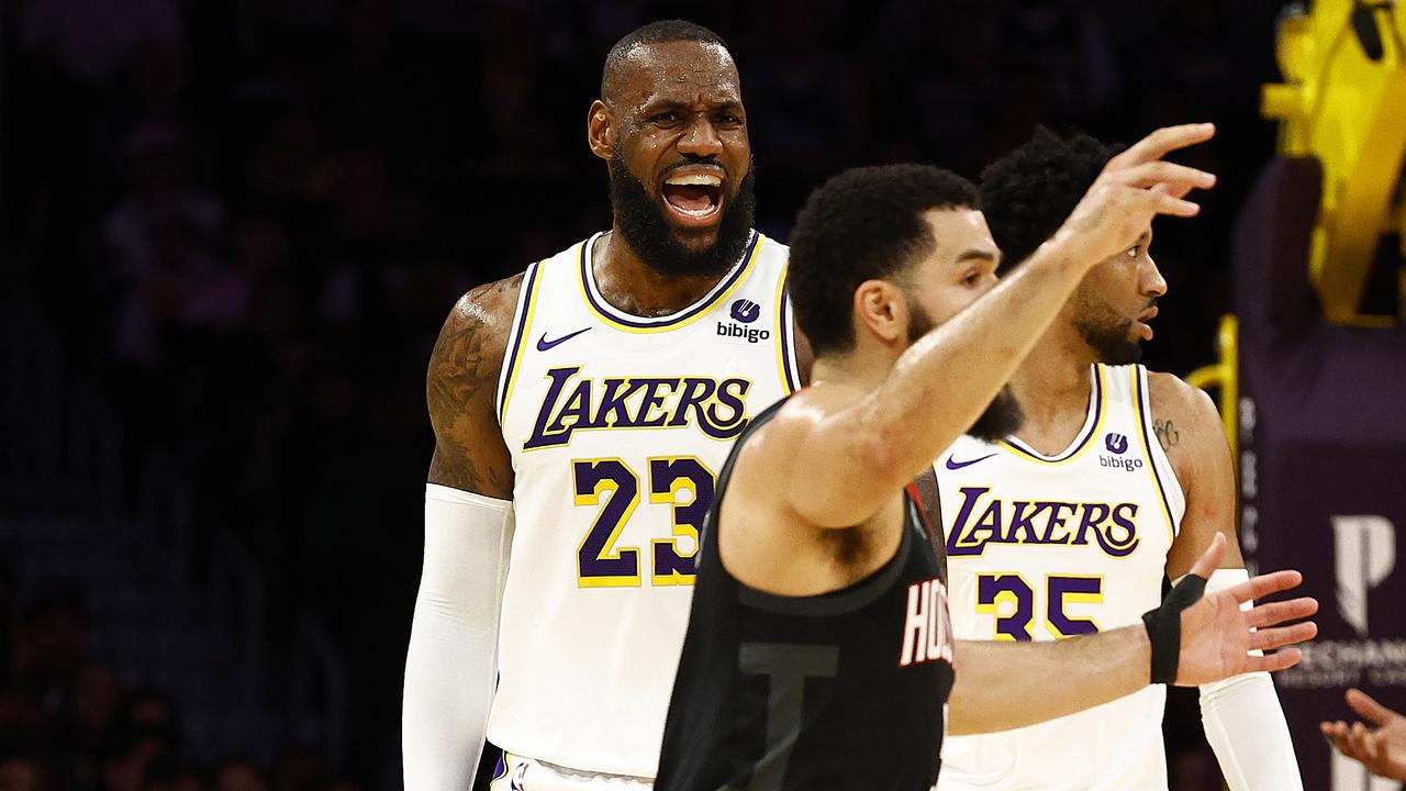 LeBron James had 16 points and seven assists in the Lakers 107-97 win over the Rockets on Saturday. Picture: Getty