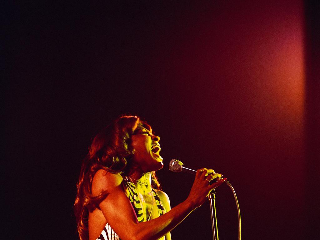 American singer Tina Turner of the Ike &amp; Tina Turner Revue performs live on stage at the Hammersmith Odeon in London on 24th October 1975. (Photo by David Redfern/Redferns)