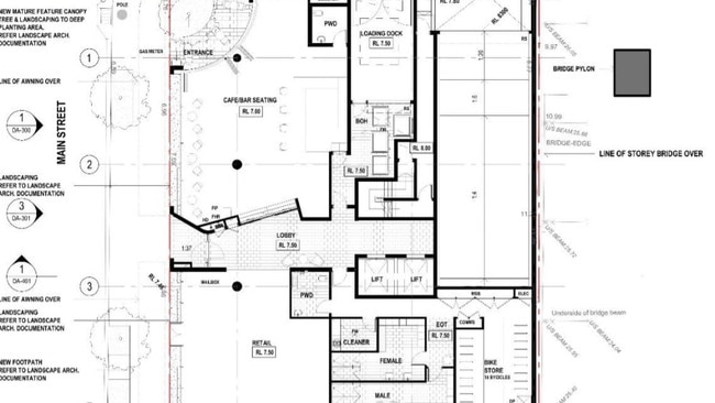 Proposed floorplans suggest a retail space and a cafe on the ground floor.