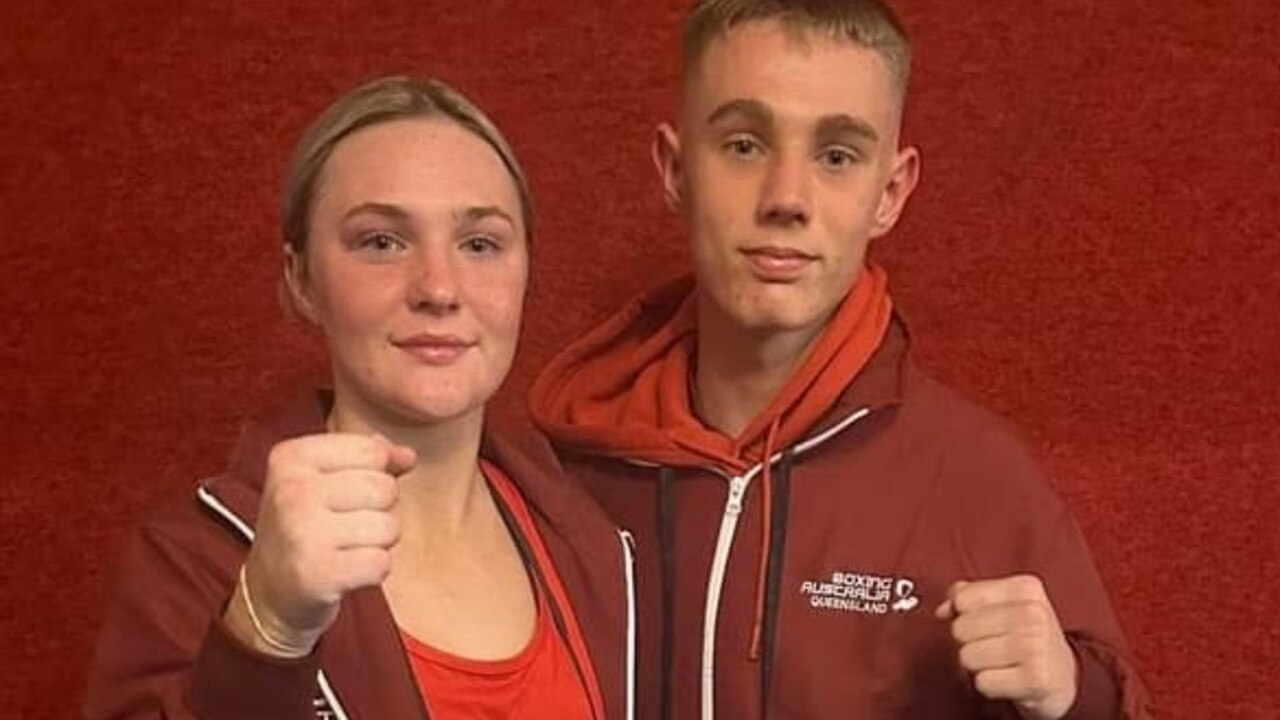 Ciara Storch (left) and Kyle Rodgers (right) representing Dig Deep on the national stage. Picture: DIG DEEP competitive Boxing Facebook