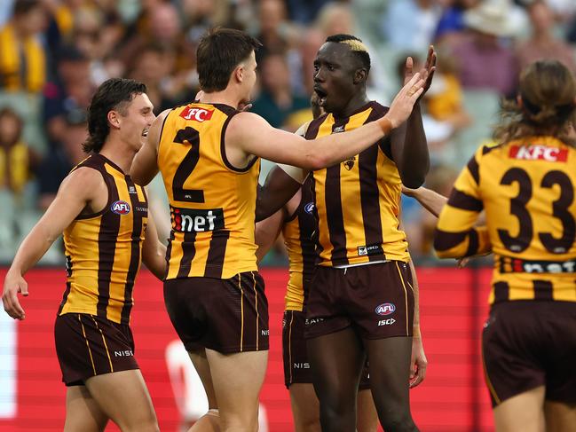 Mabior Chol was one of the Hawks’ best on Monday. Picture: Quinn Rooney/Getty Images.