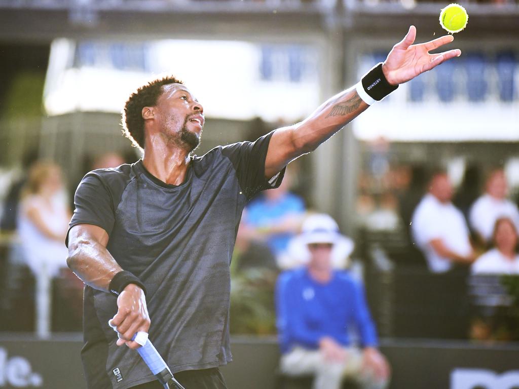Gael Monfils serves in Adelaide earlier this month. (Photo by Mark Brake/Getty Images)