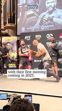 UFC star Sean Strickland spars with fan