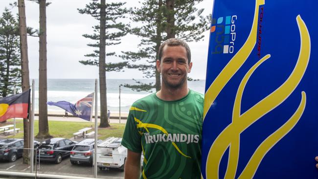 Harley Ingleby a the launch of the national surf team's new moniker – the Irukanjis. Photo: Ethan Smith/ Surfing Australia