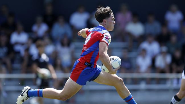 Ryder Crosswell scored a crucial try for the Knights against the Central Coast. Picture: Michael Gorton