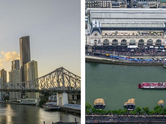 Lord Mayor Adrian Scrinner says trhe Brisbane River is too wide to be the focus of a Games Opening Ceremony and even the Seine was too big.