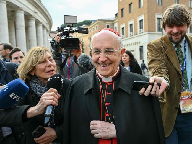 Italian cardinal Fernando Filoni (C) arrives for the fifth congregation meeting at The Vatican. Picture: AFP