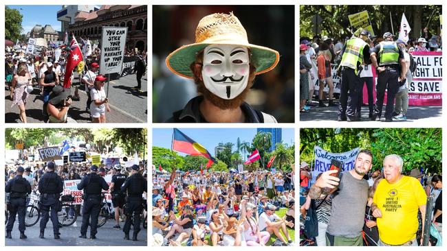 Thousands have taken part in a protest in the Brisbane CBD.