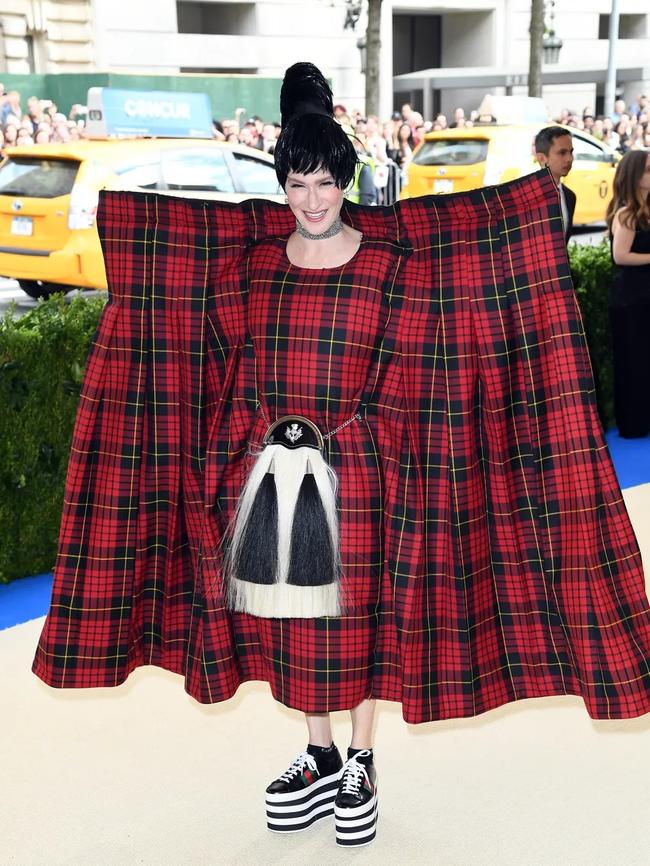 Julia Macklowe stepped onto the Met Gala red carpet in one of the BFG's old kilts. Picture: Getty.