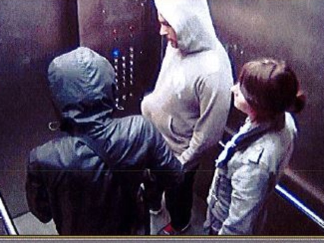 Harriet Wran and her boyfriend Michael Lee in an elevator on the way to buying drugs in Morehead St, Redfern.