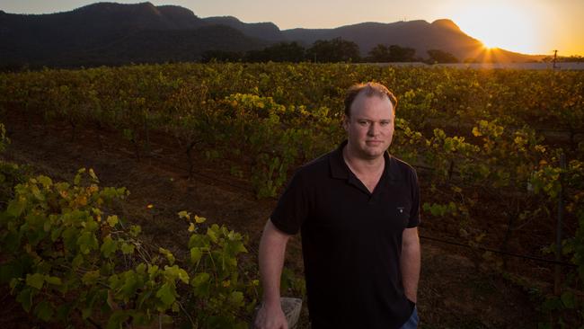 Chris Tyrell at the family vineyard in the Hunter Valley. Picture: Liam Driver