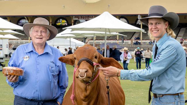 Geoff Beattie with his grandson Hayden Beattie at the EKKA Showgrounds, Friday, August 9, 2024 - Picture: Richard Walker