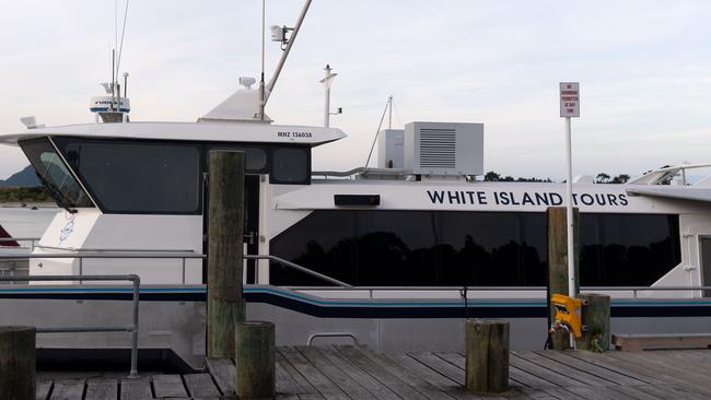 A boat belonging to White Island Tours is seen in Whakatane on Tuesday. Picture: AFP