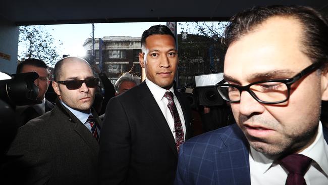 Israel Folau arrives for his conciliation meeting with Rugby Australia at Fair Work Commission last week.