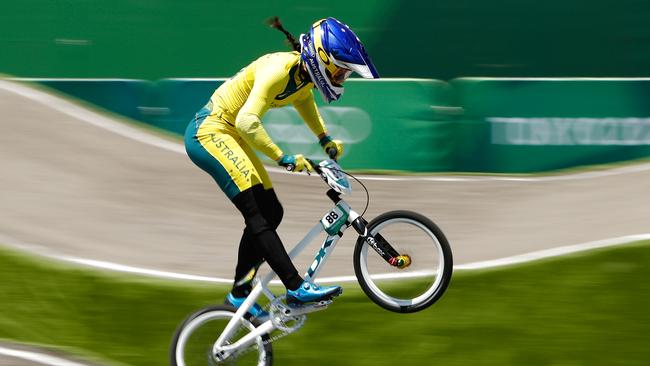 Saya Sakakibara crashed out in the semi-finals of the BMX.