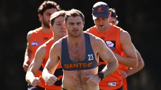 GWS defender Heath Shaw has been ruled out for up to six weeks with a knee injury. Picture: Getty