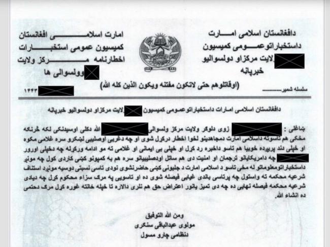 Taliban’s ominous death sentence letters