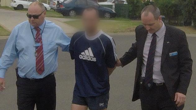 A man is arrested by Strike Force Hardey. Picture: NSW Police