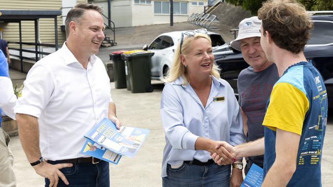 Adrian Schrinner and Krista Ward during voting at Holland Park State School. Picture: Richard Walker.