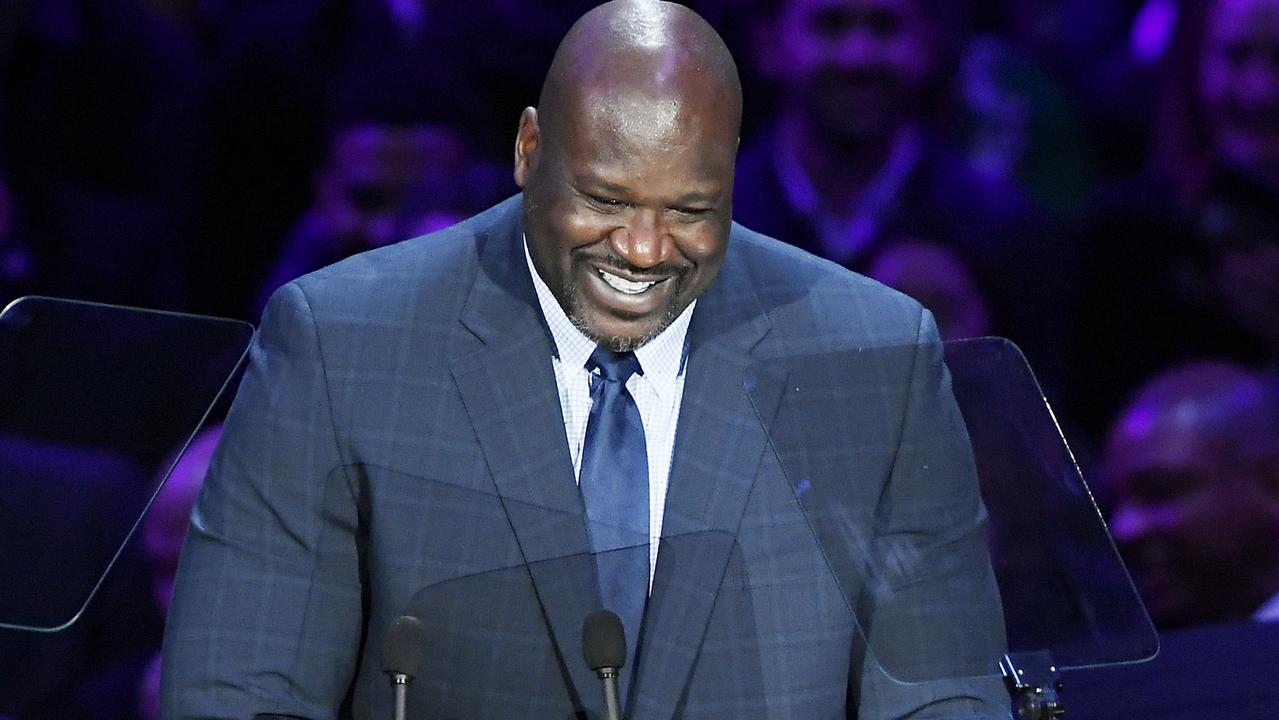 Shaquille O'Neal offered a brief moment of comic relief at Kobe Bryant’s memorial. (Photo by Kevork Djansezian/Getty Images)