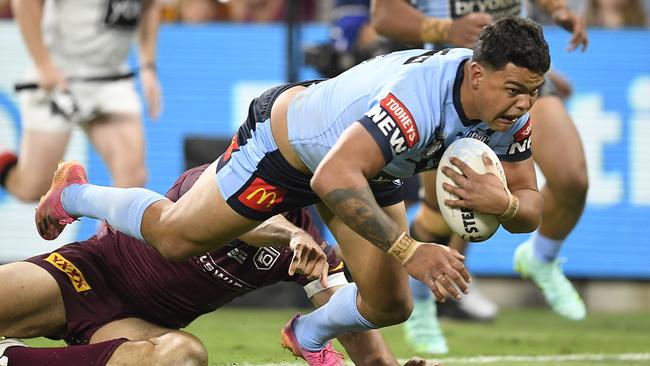 Latrell Mitchell bagged a double against Queensland Picture: Getty Images