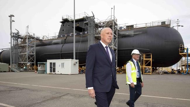 Opposition Leader Peter Dutton will urge Defence leaders and the federal government to use the AUKUS submarine program as an opportunity to open up discussion on nuclear energy. Picture Emma Brasier