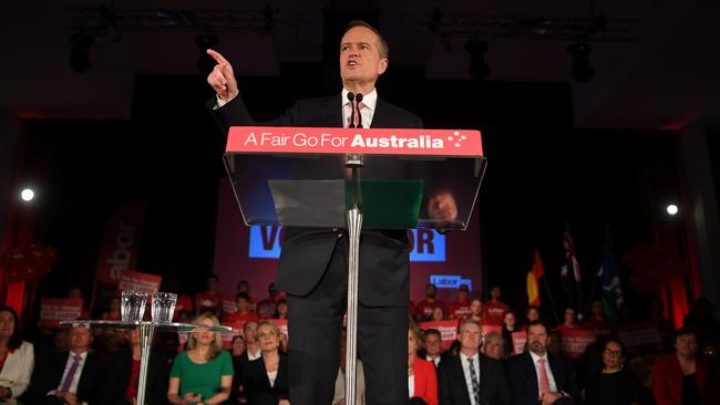 Bill Shorten delivers his final campaign speech at the 'Vote for Change Rally' at Bowman Hall in Blacktown, Sydney. Picture: Lukas Coch/AAP