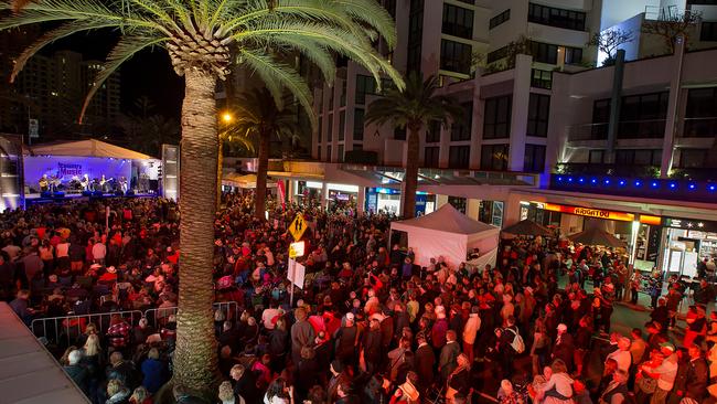 Crowds watch the action at the Broadbeach Country Music Festival.