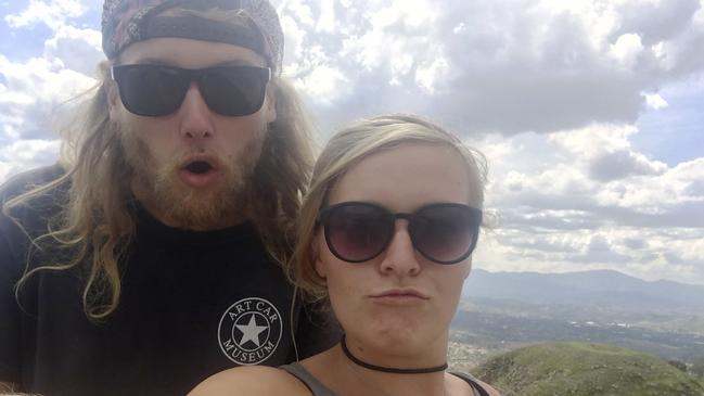 Australian Lucas Fowler, left, and his 24-year-old American girlfriend Chynna Deese poses for a selfie.