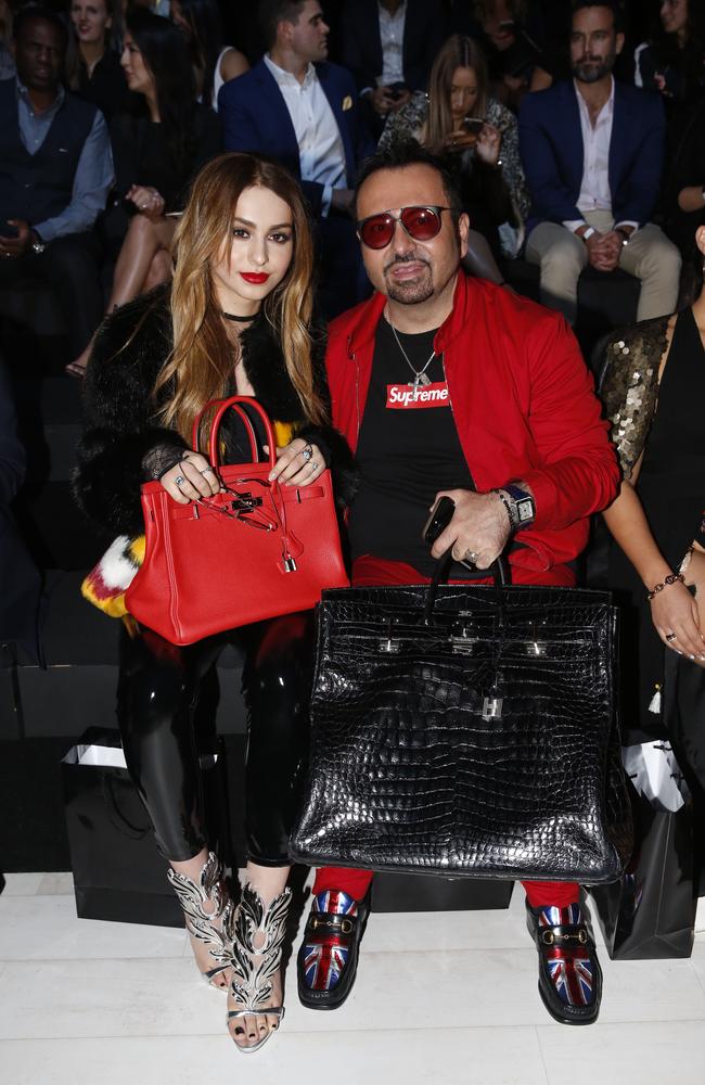 Napoleon Perdis and daughter Liana attend the Justin Cassin show at Mercedes-Benz Fashion Week Resort 18 Collections at Carriageworks on May 15, 2017 in Sydney, Australia. Picture: News Corp Australia