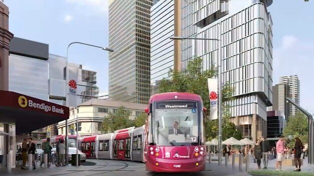 An artist’s rendition of the planned Parramatta CBD to Sydney Olympic Park light rail.