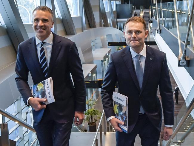 ADELAIDE, AUSTRALIA - NewsWire Photos - JUNE 06, 2024:  South Australia budget day. Premier Peter Malinauskas and Treasurer Stephen Mulligan arriving at the Convention centre.Picture: NewsWire / Roy VanDerVegt