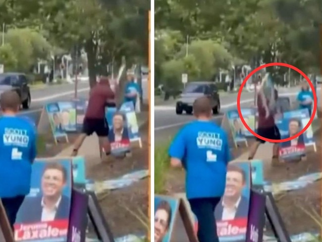 Two people have been charged in separate incidents at pre-polling booths across Sydney.