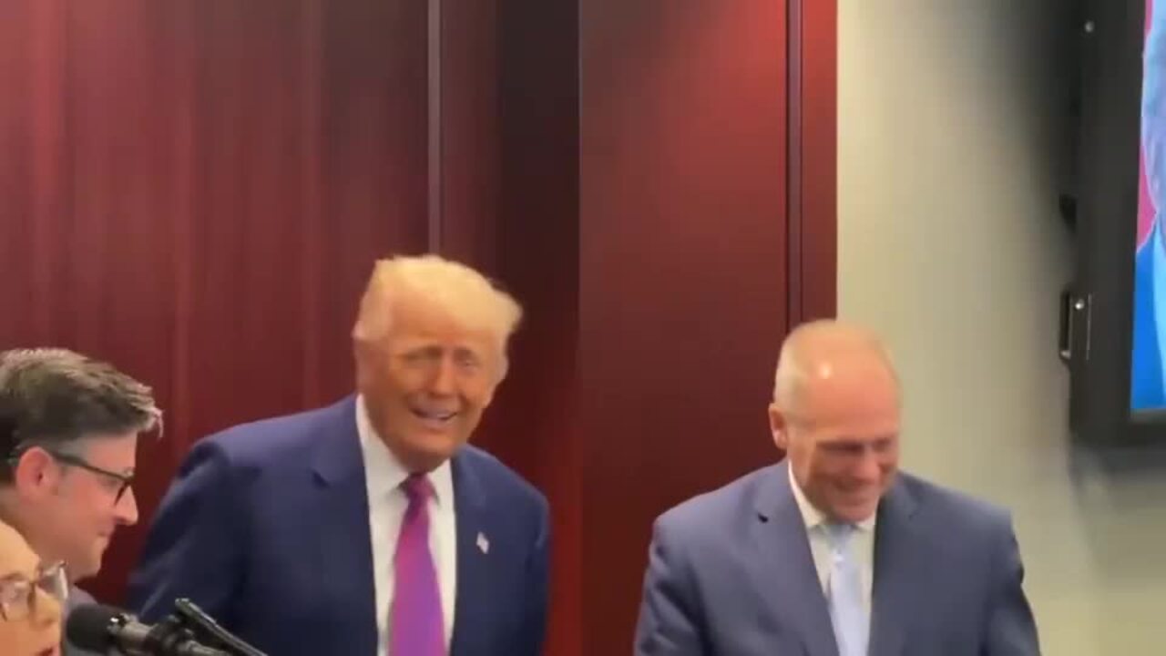 Republicans Applaud Trump as He Arrives for House GOP Conference Meeting