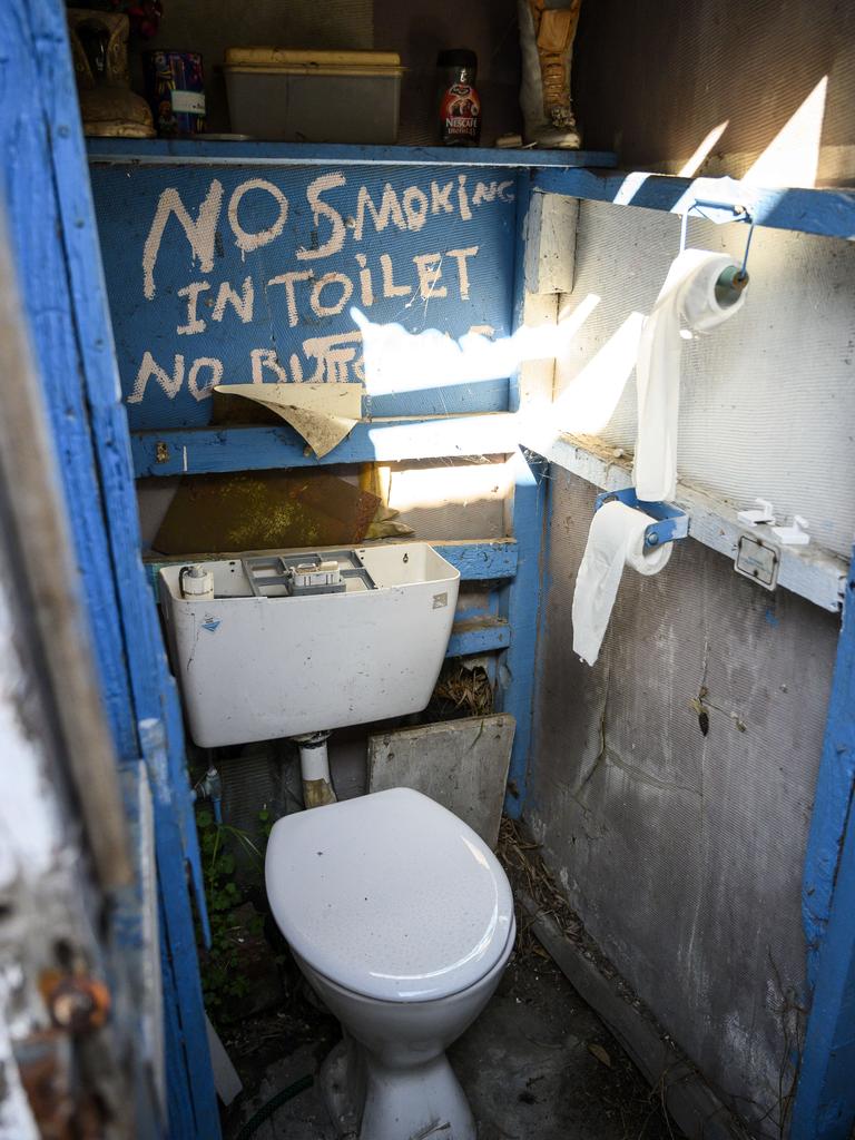 This toilet looks like the most modern feature of the home despite being in an outhouse that likely dates back to the 19th Century. Picture: Darren Leigh Roberts