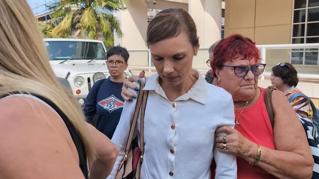 Darwin mother Laura Hinks leaving the Supreme Court in Darwin after being found guilty of the of kidnapping her five-year-old daughter Grace and the attempted abduction of her 11-year-old son on August 7, 2022. Picture: Zizi Averill