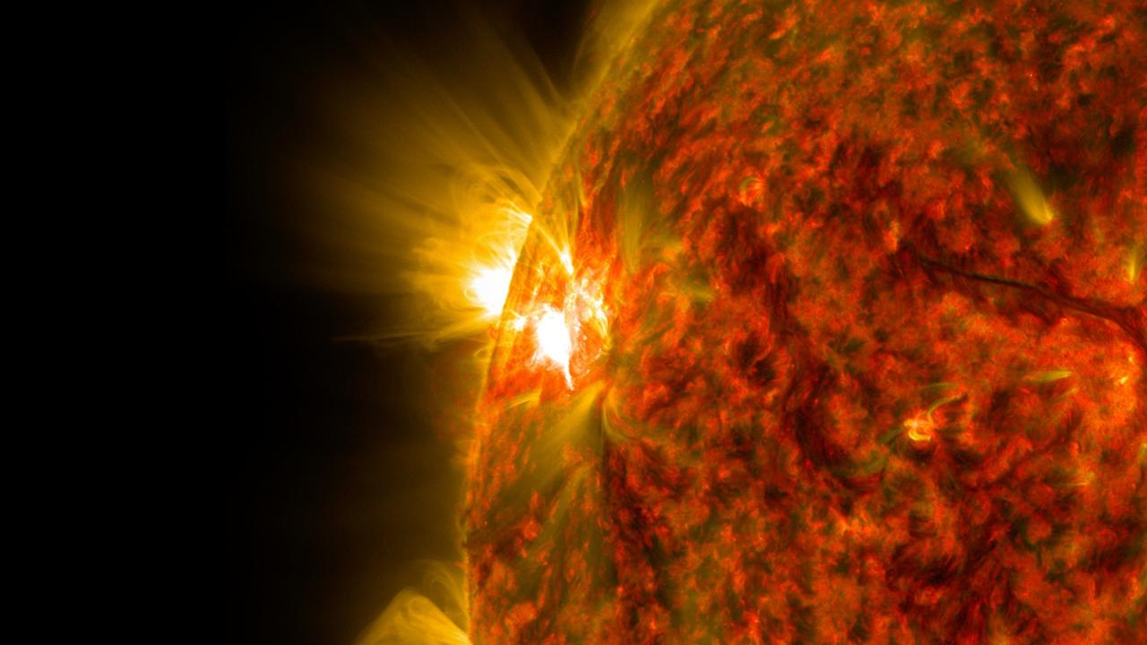 Image captured by NASA showing the sun emitting a mid-level solar flare. Picture: AFP /NASA/SDO/Handout