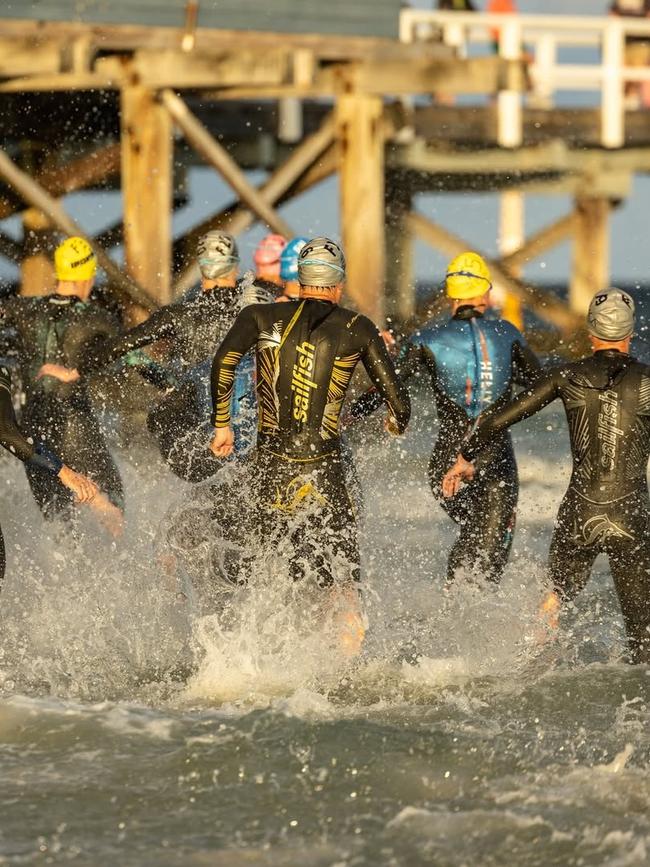 A man has died after being pulled from choppy waters during an Ironman endurance race. Image: Supplied