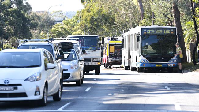 The fire on the corner of Awaba and Military Rd caused delays for drivers heading home. Picture: Adam Yip