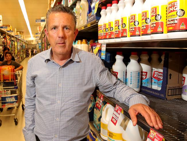 04/03/2020: Charlie McLeish, boss of Pental, who owns the White King bleach, at Ritchies IGA in East Bentleigh.  Stuart McEvoy/The Australian.