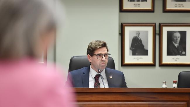 Mayor Geoff McDonald chairs at a special meeting – Friday, July 28, 2023. Picture: Kevin Farmer