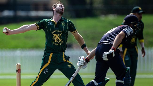 Steven Taylor rolls the arm over for Northcote.