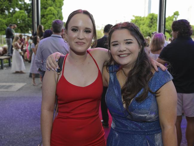 Jessica Drake and Kiera Jay at the Coomera Anglican College Formal at HOTA. Picture: Marcelo Lang.