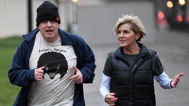 Boris Johnson joined Julie Bishop for a run in London. Picture: Andrew Parsons/i-Images