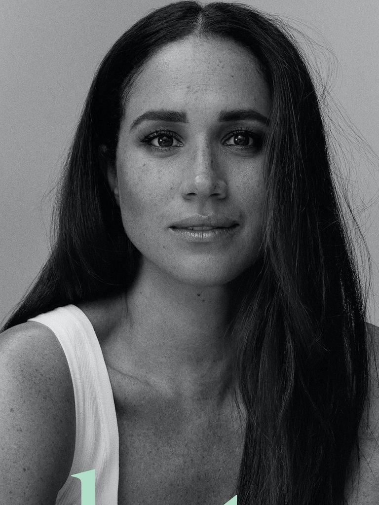 Now: Meghan Markle as she appears for her Spotify podcast, Archetypes. Picture: Supplied